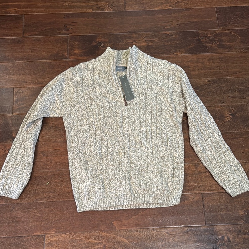 Oscar de la Renta Men's Cream Zip-Up Sweater